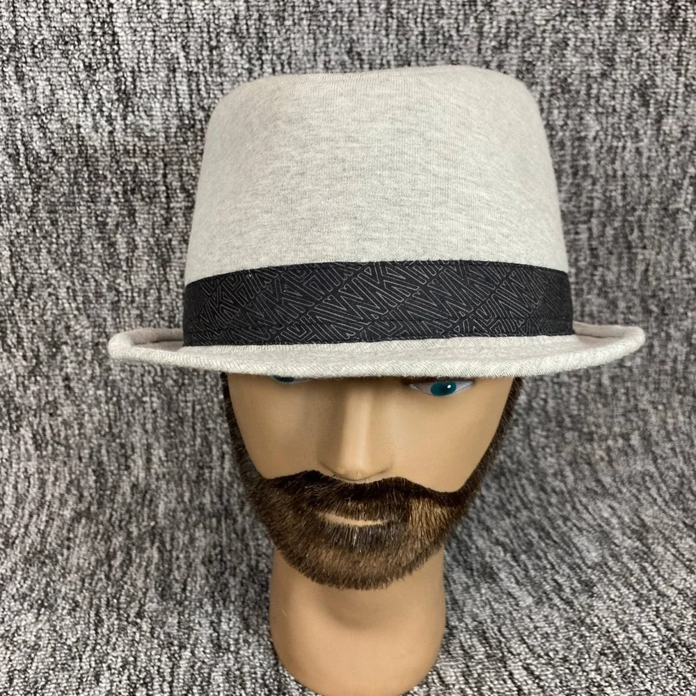 Tony Hawk Fedora Hat Mens L/XL Heather Grey Knit Trilby Skull Crossbones Pin